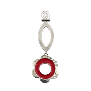Marquise Brooch with Nafana Flower Drop - Ruby Red