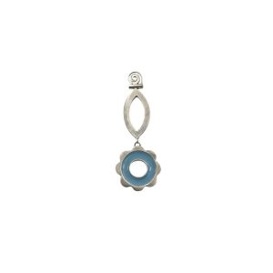 Marquise Brooch with Nafana Flower Drop - Light Blue