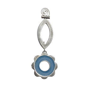 Marquise Brooch with Nafana Flower Drop - Light Blue