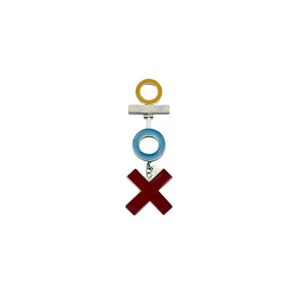 Circle Brooch with Bar, Accent Circle and Drop Cross - Yellow, Light Blue, and Red