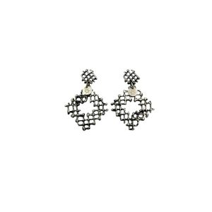 Diamond Mesh Drop Earrings with Square Tops