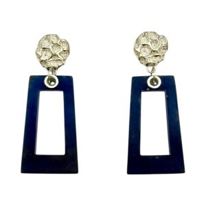 Rectangular Drop Earrings - Ombre Dark Blue