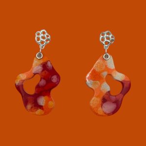 Swiggly Earrings - Orange, Off-White, Ruby Red