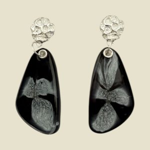 Tear-Drop Earrings - Black, White