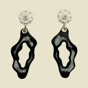 Swiggly Drop Earrings - Black, White