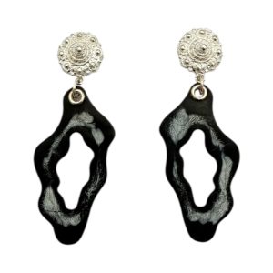 Swiggly Drop Earrings - Black, White