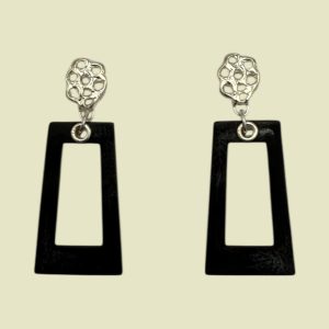 Geometric Rectangular Drop Earrings - Black