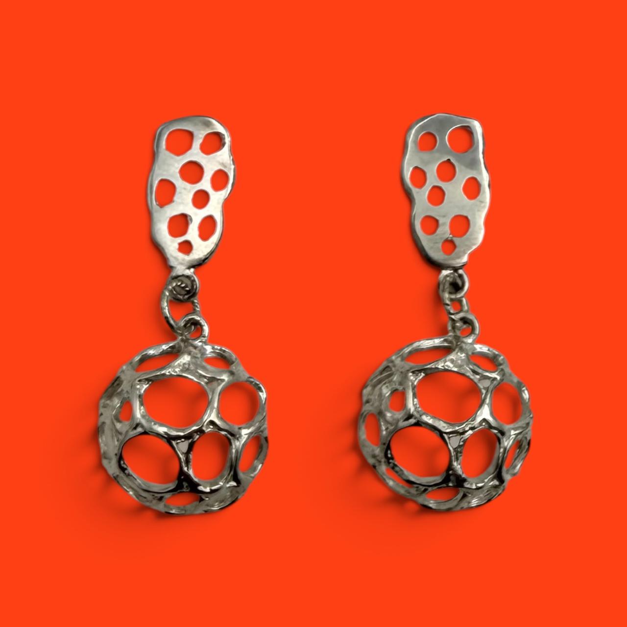 Circle Mesh Drop Earrings – Oval Mesh Tops - Image 2