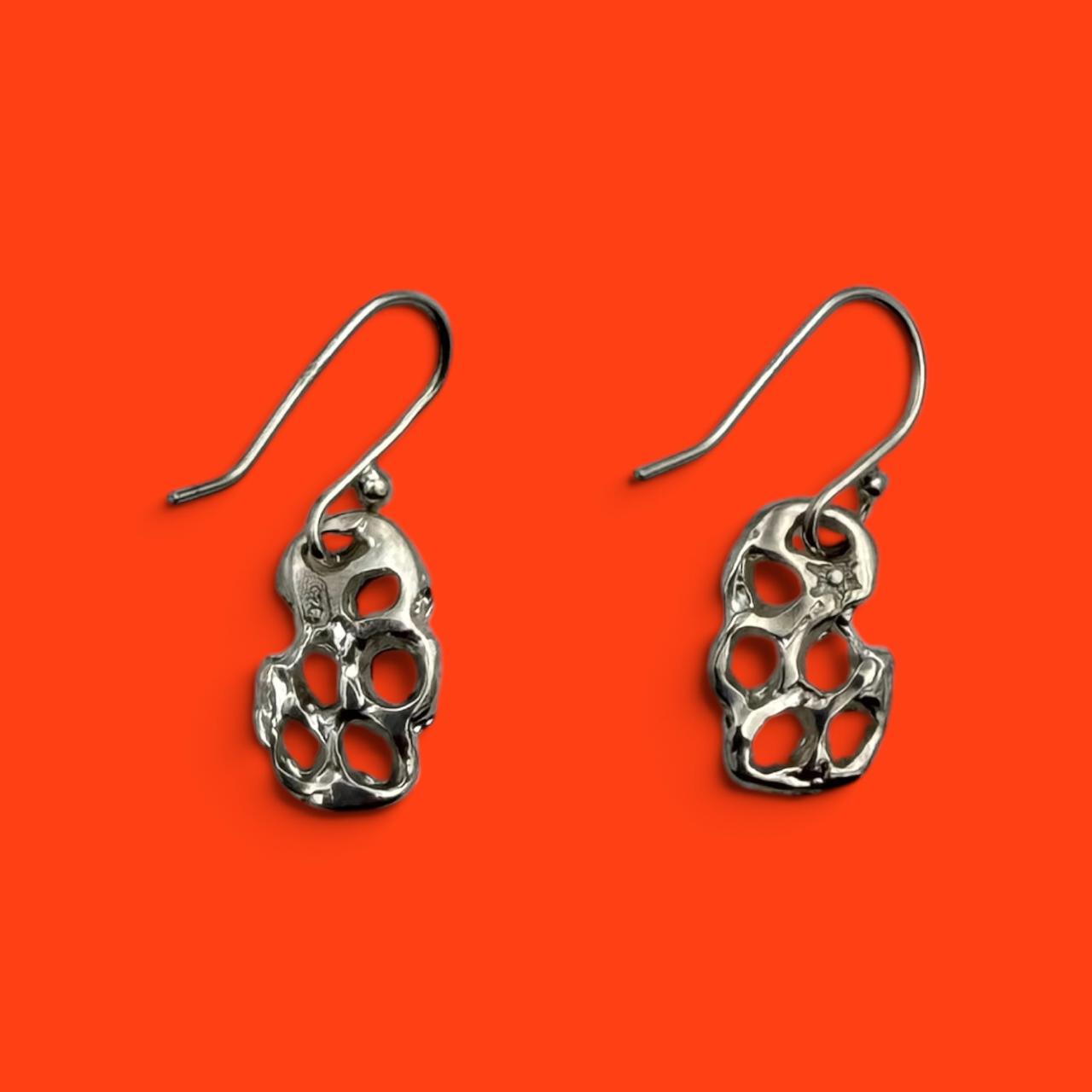 Small Rectangular Mesh Earrings - Image 2