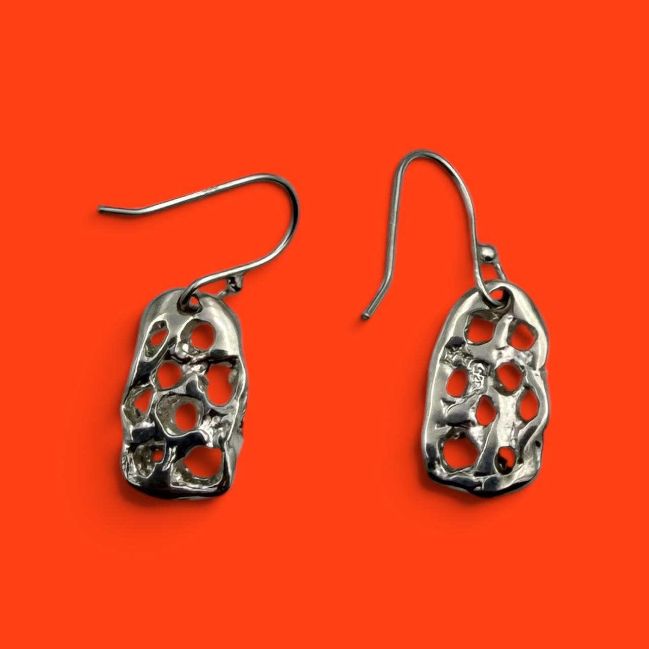 Small Rectangular Mesh Drop Earrings - Image 2