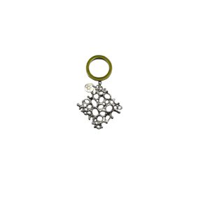 Circle Pin with Mesh Drop  - Lime Green