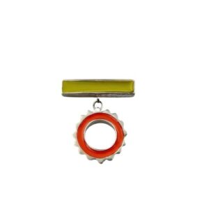 Bar Pin with Nafana Flower Drop - Green and Orange