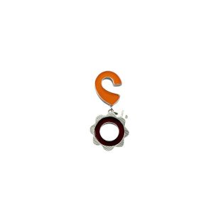 Spiral Pin with Nafana Flower Drop - Orange and Black