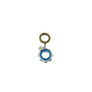 Circle Pin with Nafana Flower Drop - Yellow and Blue