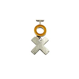 Circle Pin with Cross Drop - Yellow