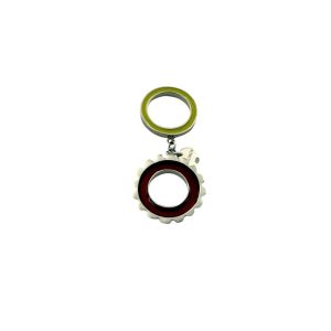 Circle Pin with Nafana Flower - Lime Green and Ruby Red