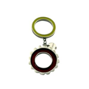 Circle Pin with Nafana Flower - Lime Green and Ruby Red