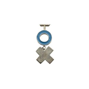 Circle Pin with Cross Drop - Blue