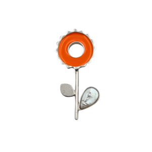Stemmed Flower Pin - Orange