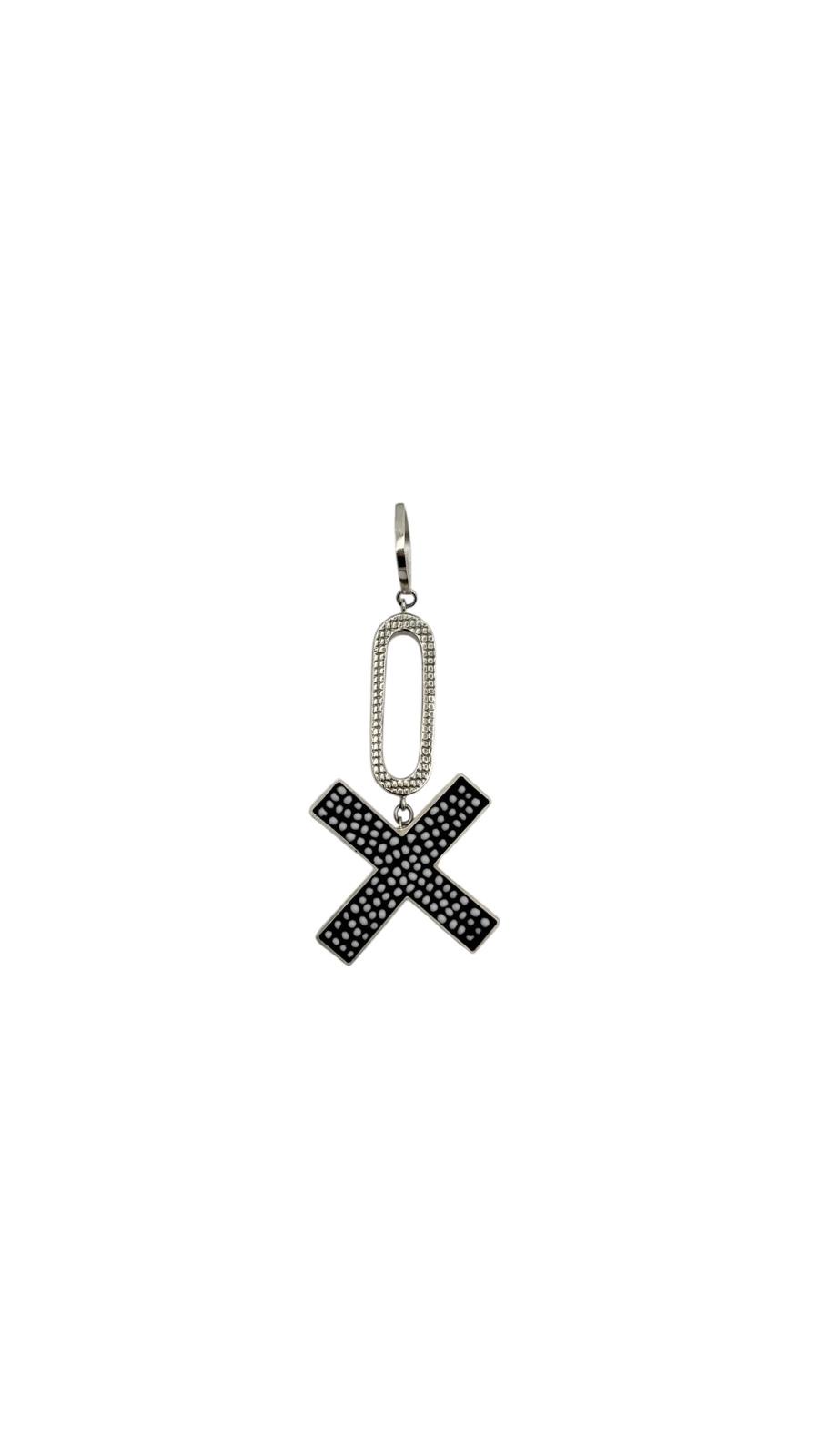 Medium Cross Pendant with Oval - Navy Blue