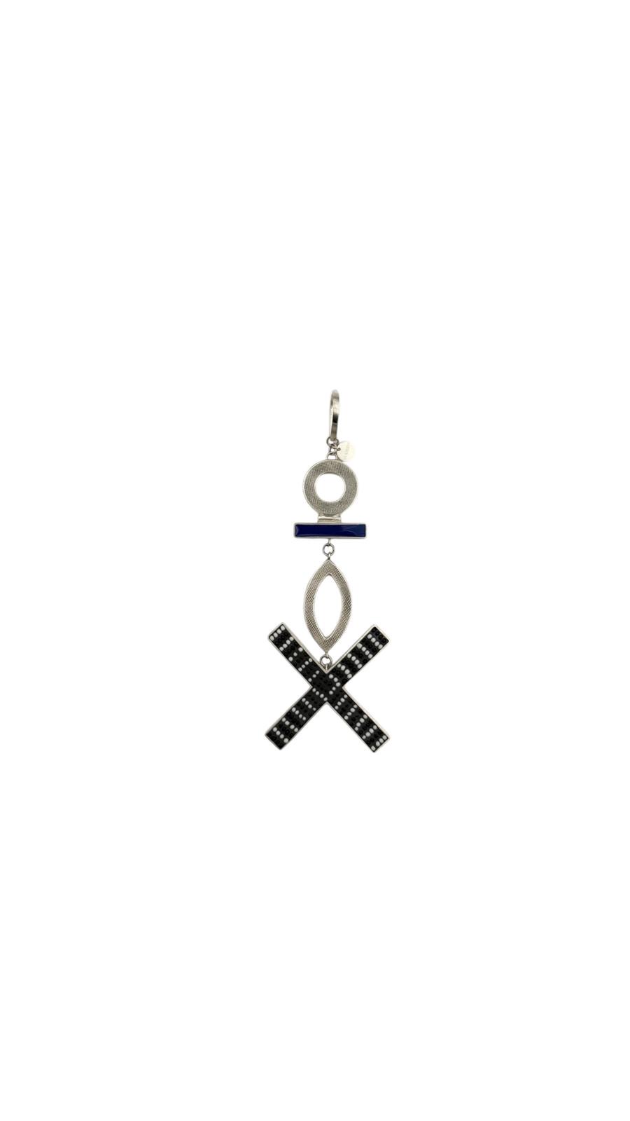Large Cross Pendant with Marquise and Circle - Red and Blue - Image 2