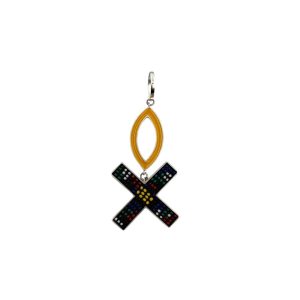 Medium Cross Pendant with Marquise - Yellow