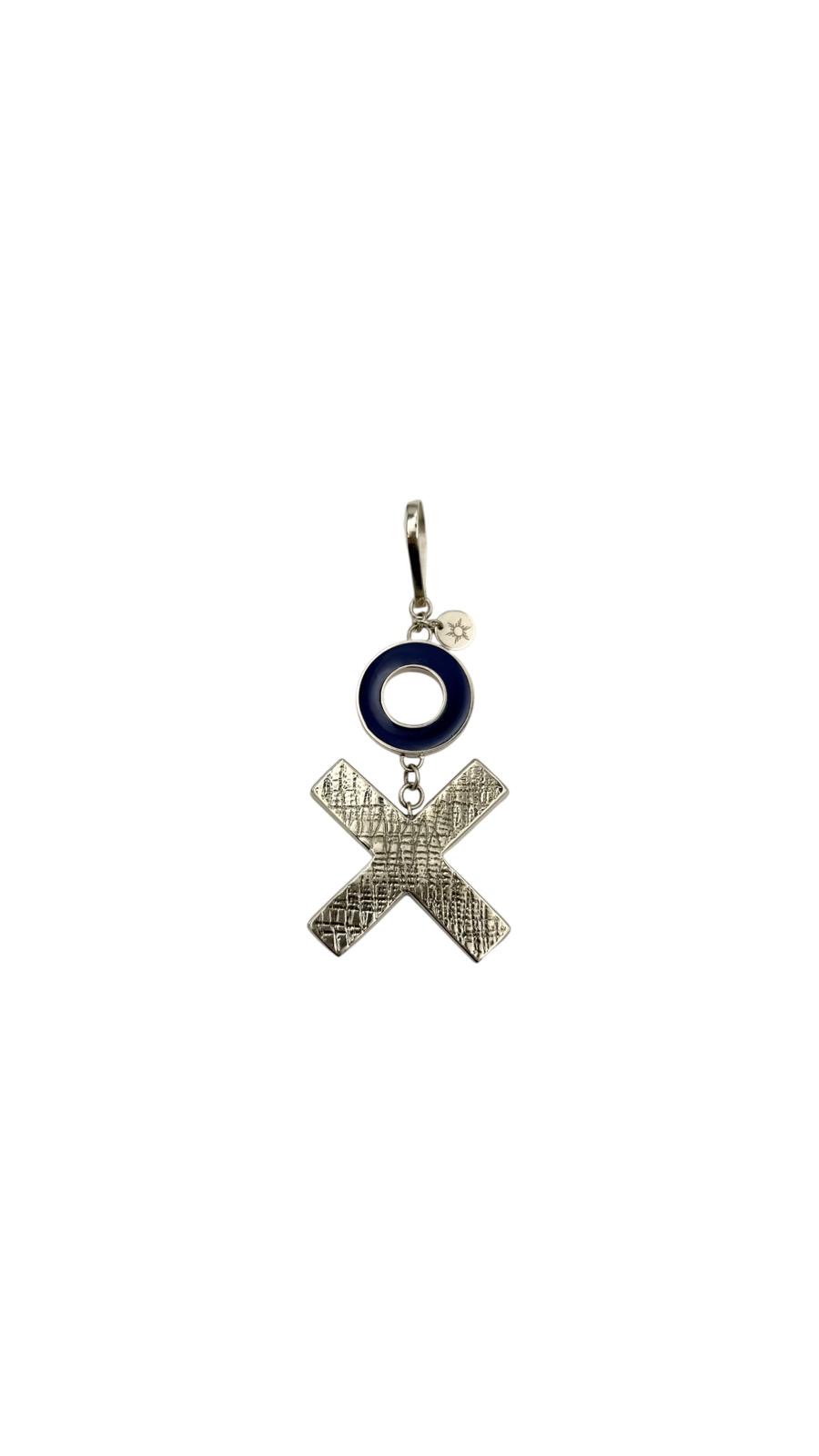 Medium Cross Pendant with Circle - Coral and Dark Blue - Image 3