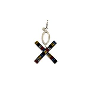 Large Cross Pendant with Marquise - Red