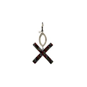 Large Cross Pendant with Marquise - Orange