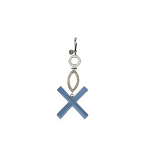 Large Cross Pendant with Marquise and Circle - Light Blue, Red and White