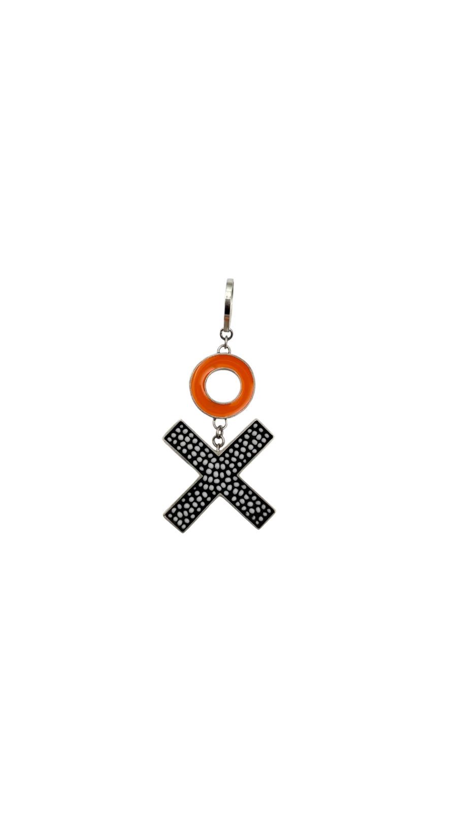 Medium Cross Pendant with Circle - Orange
