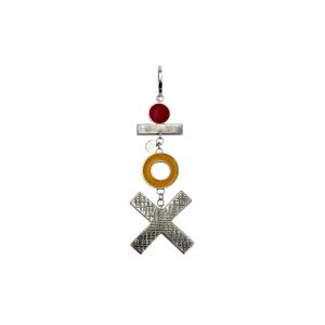 Medium Cross Pendant with Circles and Bar - White