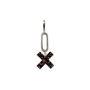 Medium Cross Pendant with Oval - Red and Multicolor