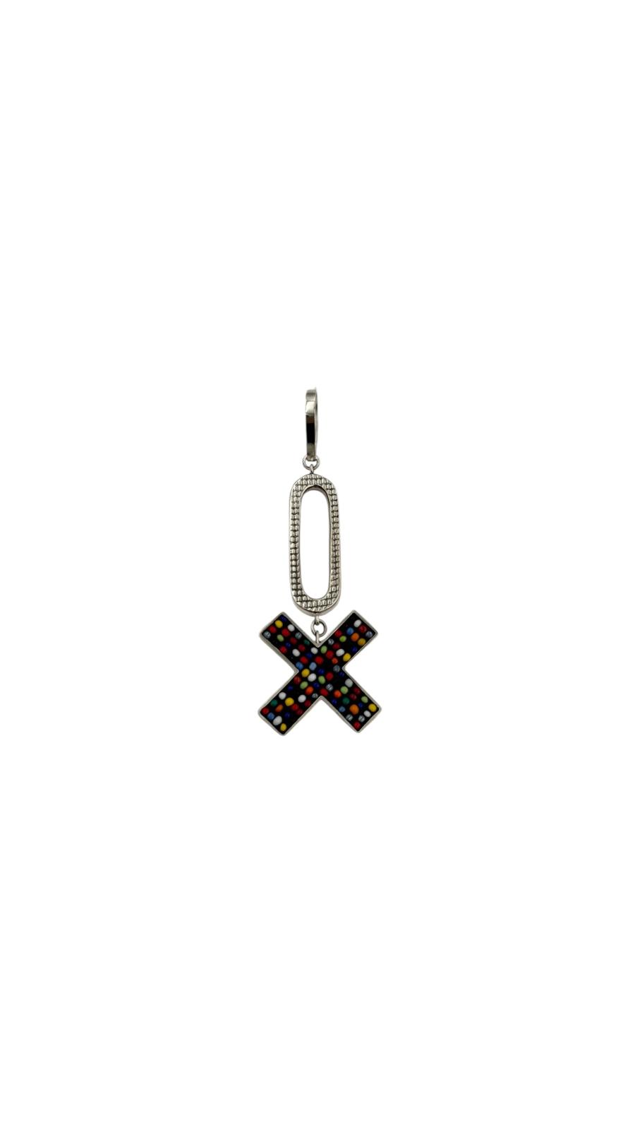 Medium Cross Pendant with Oval - Red and Multicolor