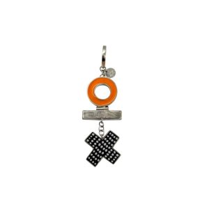 Small Cross Pendant with Bar and Circle - Black and White