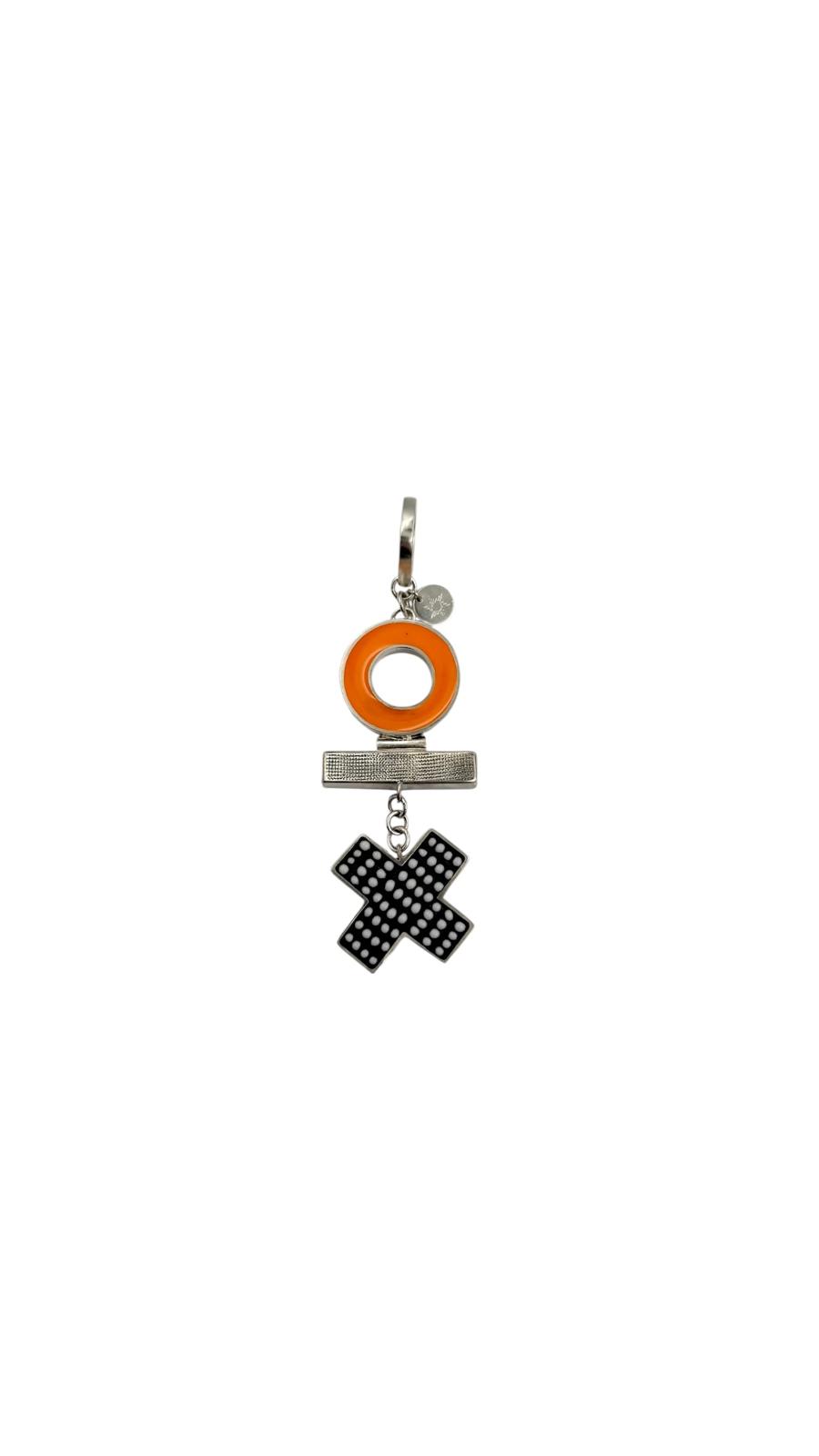 Small Cross Pendant with Bar and Circle - Black and White
