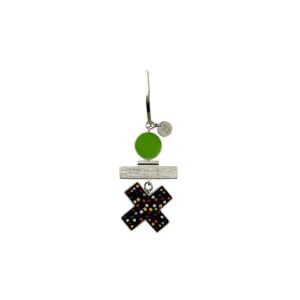 Small Cross Pendant with Bar and Circle - Multicolor