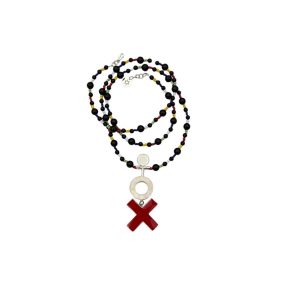 Medium Cross Pendant with Circle - Red, Yellow, and White