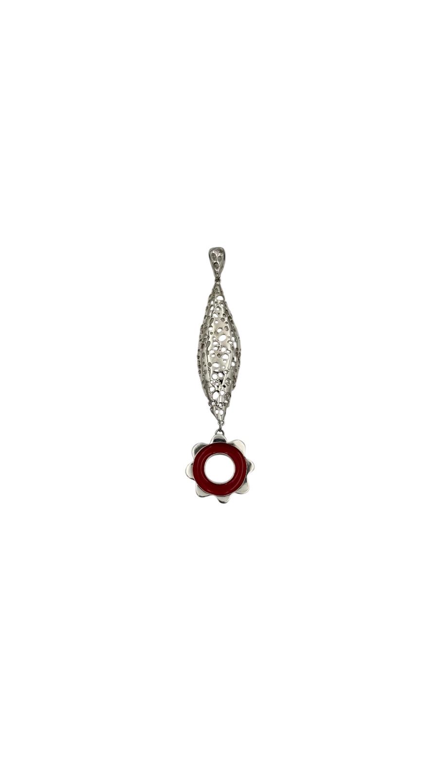 Nafana Flower Pendant with Mesh Drop - Red