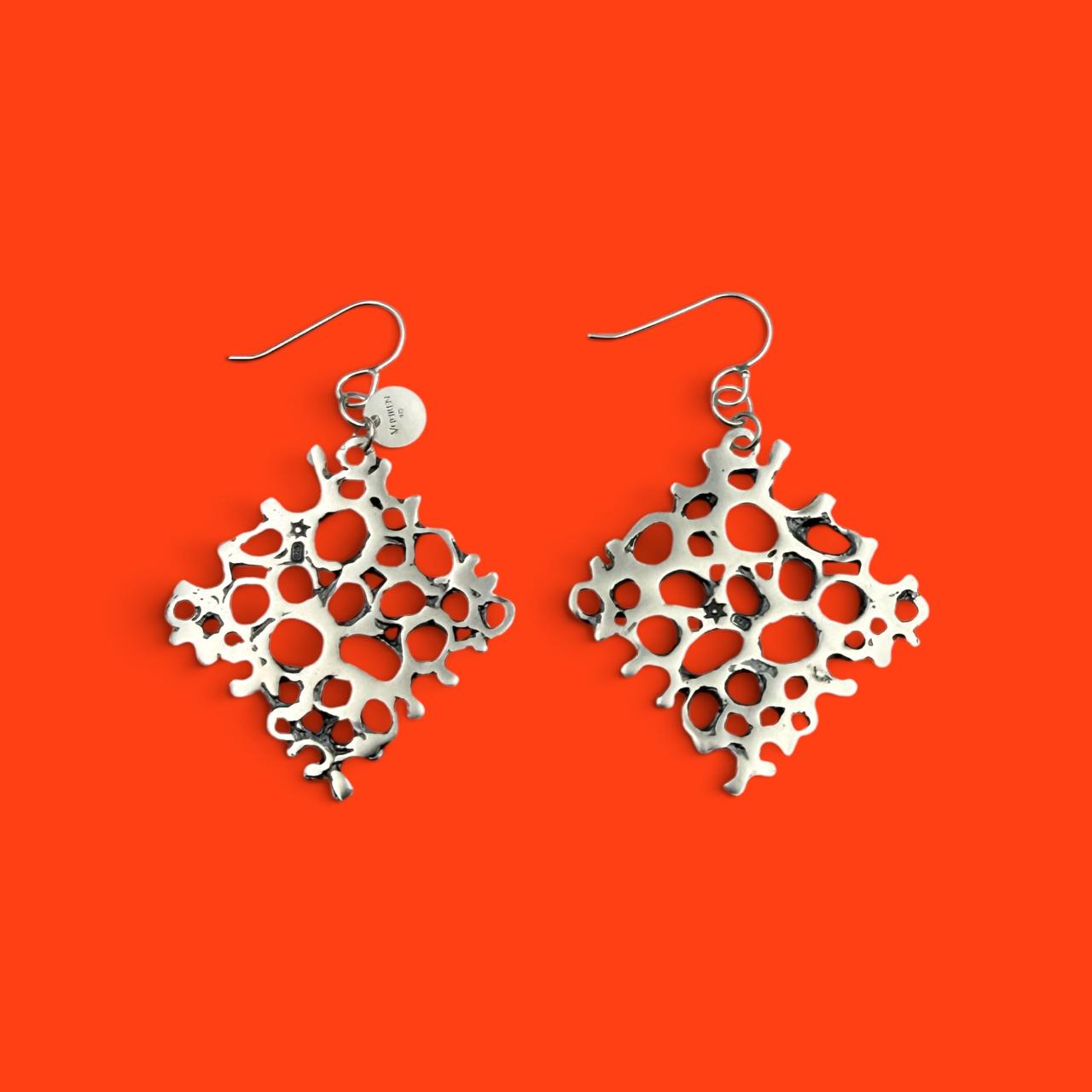 Diamond-Shaped Circular Openwork Earrings - Image 2