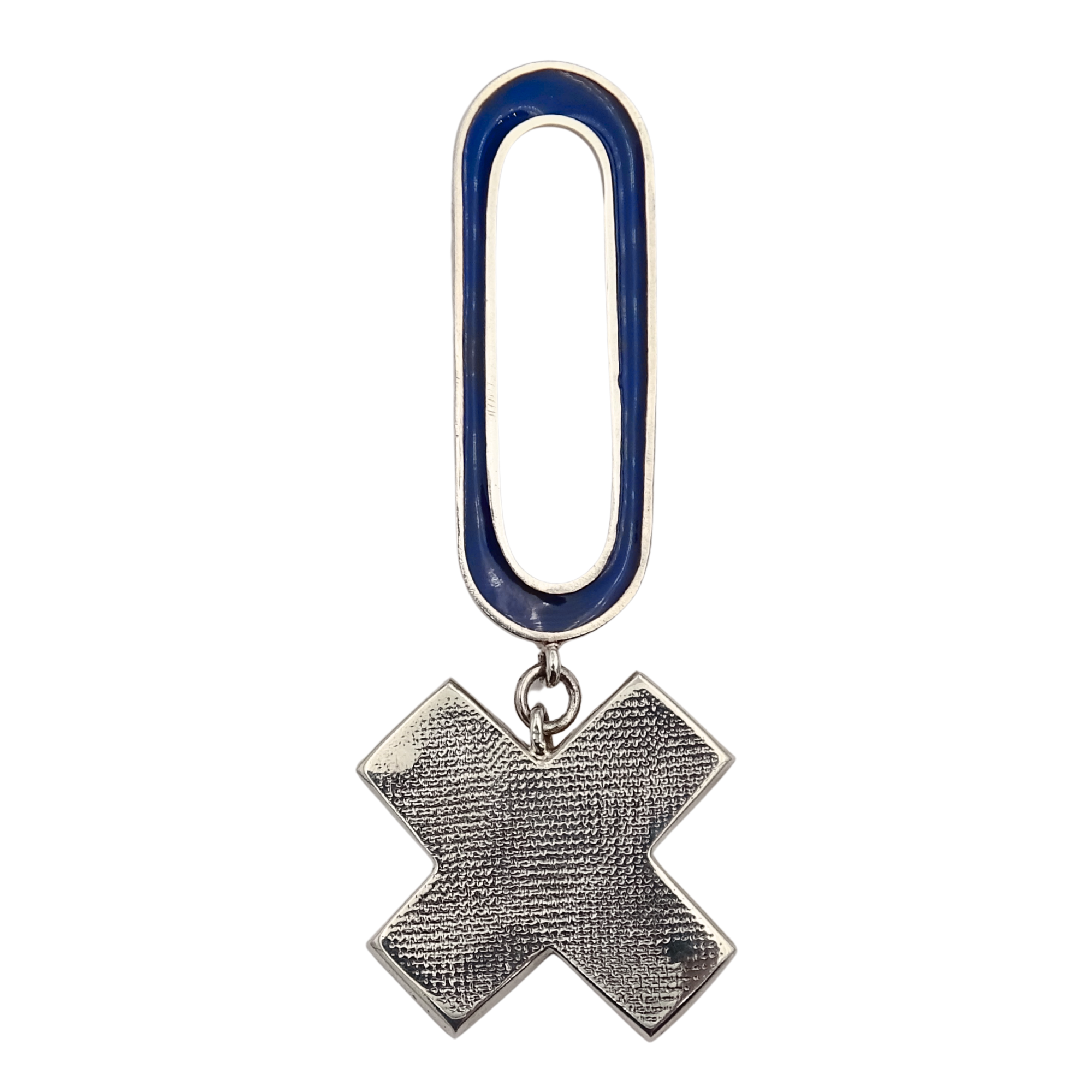 Oval Pin with Drop Cross - Sapphire Blue