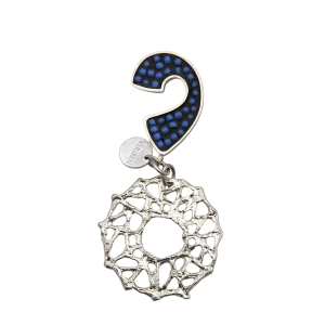 Spiral Pin with Mesh Drop Circle -  Blue