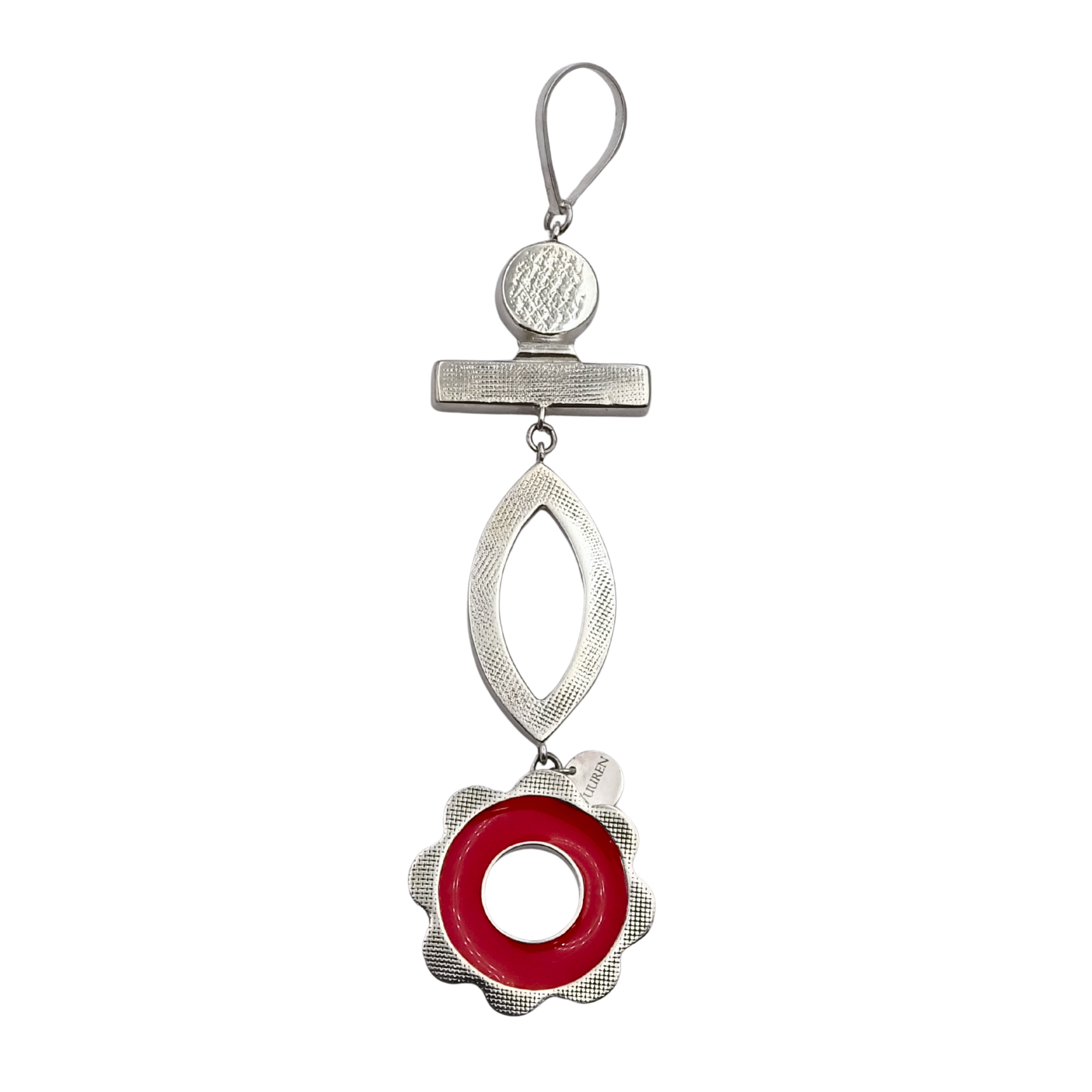 Nafana Flower Pendant with Marquise Drop and Bar - Red, Orange, Yellow and Dark Blue