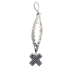 Small Cross Pendant with Mesh Drop - Black and White